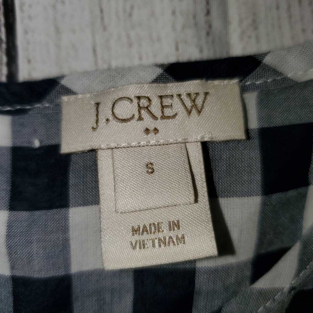 J. Crew Blue and White Plaid Cold Shoulder - Picture 8 of 12